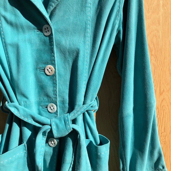 Turquoise suede jacket - Picture 3 of 6